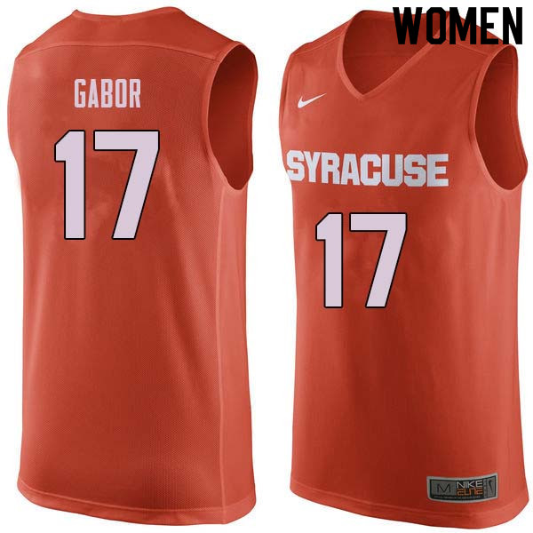 Women #17 Billy Gabor Syracuse Orange College Basketball Jerseys Sale-Orange